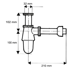 Syfon umywalkowy butelkowy 11/4x32mm bez spustu antyczny mosiądz MCALPINE 200AB