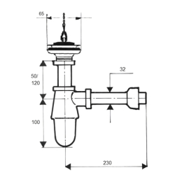 Syfon umywalkowy butelkowy 11/4x32mm chrom MCALPINE 200/255M