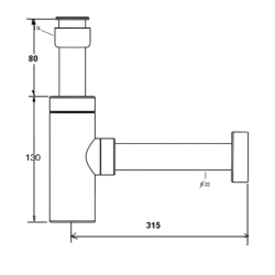 Syfon umywalkowy butelkowy niski dekoracyjny 11/4x32 bez spustu chrom MCALPINE CA32MINI-CB