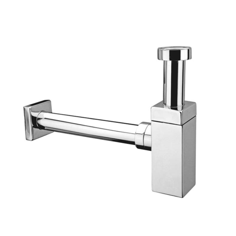 Syfon umywalkowy butelkowy kwadratowy dekoracyjny 11/4x32 bez spustu chrom MCALPINE CA32SQEU-CB