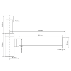 Syfon umywalkowy butelkowy kwadratowy dekoracyjny 11/4x32 bez spustu chrom MCALPINE CA32SQEU-CB