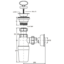 Syfon umywalkowy butelkowy 11/4x32mm MCALPINE HC1L-J