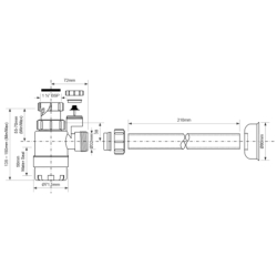 Syfon umywalkowy butelkowy 11/4x32mm z napowietrznikiem i membraną MCALPINE E31AVPF-SV