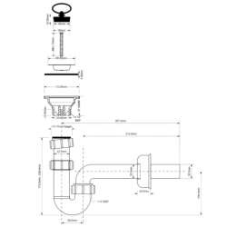 Syfon umywalkowy rurowy 11/4x32mm z sitem ze stali nierdzewnej i korkiem gumowym MCALPINE HC4PF-32+HC15B
