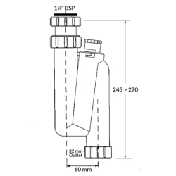 Syfon umywalkowy rurowy pionowy 11/4x32mm z zaworem napowietrzającym bez spustu MCALPINE HC3V