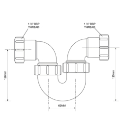 Przepływ z zasyfonowaniem 11/4x11/4 MCALPINE HC32-32