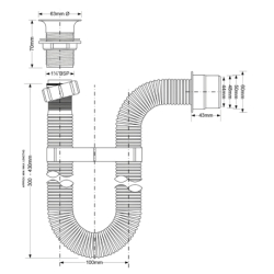 Syfon umywalkowy elastyczny 11/4x50mm MCALPINE BRW4