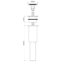Spust umywalkowy klik-klak dekoracyjny 11/4x60mm chrom MCALPINE DECCL-CB