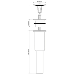 Spust umywalkowy klik-klak dekoracyjny 11/4x60mm stal szczotkowana MCALPINE DECCL-SN
