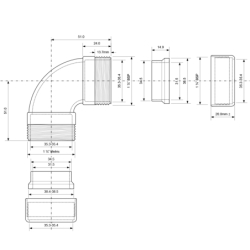 Kolanko 90 32x32mm chrom MCALPINE 32A-CB