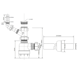 Syfon zlewozmywakowy butelkowy 11/2x40mm z podłączeniem pralki i zmywarki bez spustu MCALPINE HC2WM-40