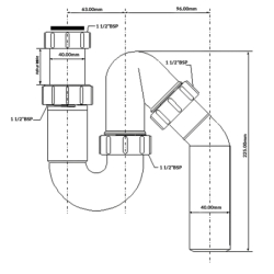 Syfon zlewozmywakowy rurowy 11/2x40mm bez spustu MCALPINE HC6