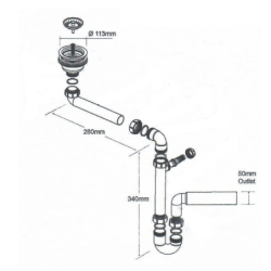Syfon zlew.jednokom.ispust 2x3,5 MCALPINE HC7SSK1-POL