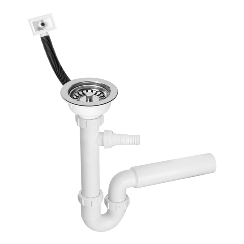 Syfon zlewozmywakowy rurowy 3,5x50mm z podłączeniem do pralki lub zmywarki, spust z przelewem MCALPINE HC7+FSW50PR