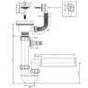 Syfon zlewozmywakowy rurowy 3,5x50mm z podłączeniem do pralki lub zmywarki, spust z przelewem MCALPINE HC7+FSW50PR