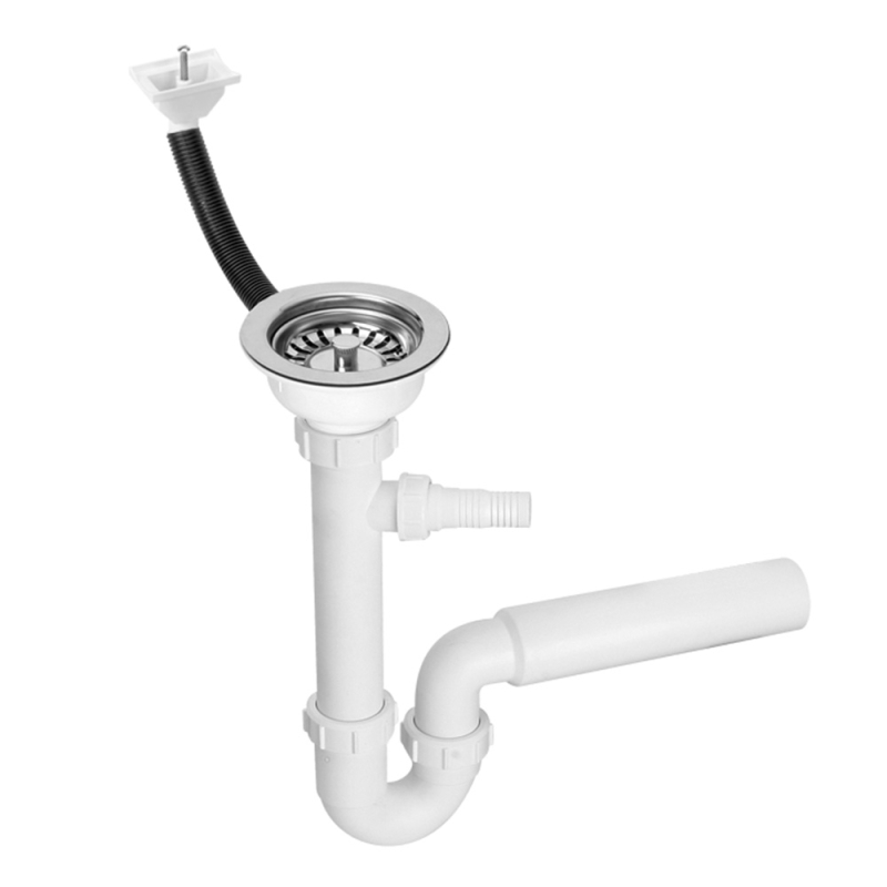 Syfon zlewozmywakowy rurowy 3,5x50mm z podłączeniem do pralki lub zmywarki, spust z przelewem MCALPINE HC7+FSW50PDR