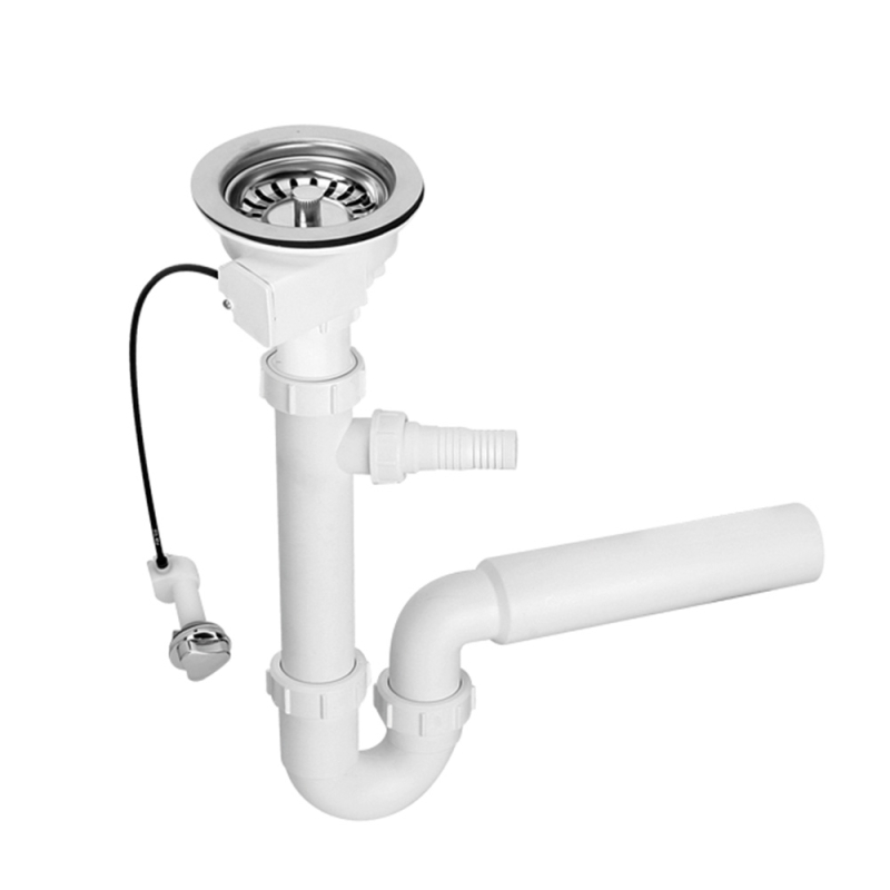 Syfon zlewozmywakowy rurowy 3,5x50mm z podłączeniem do pralki lub zmywarki, spust z mech.automatycznym MCALPINE HC7+PUS113-CP