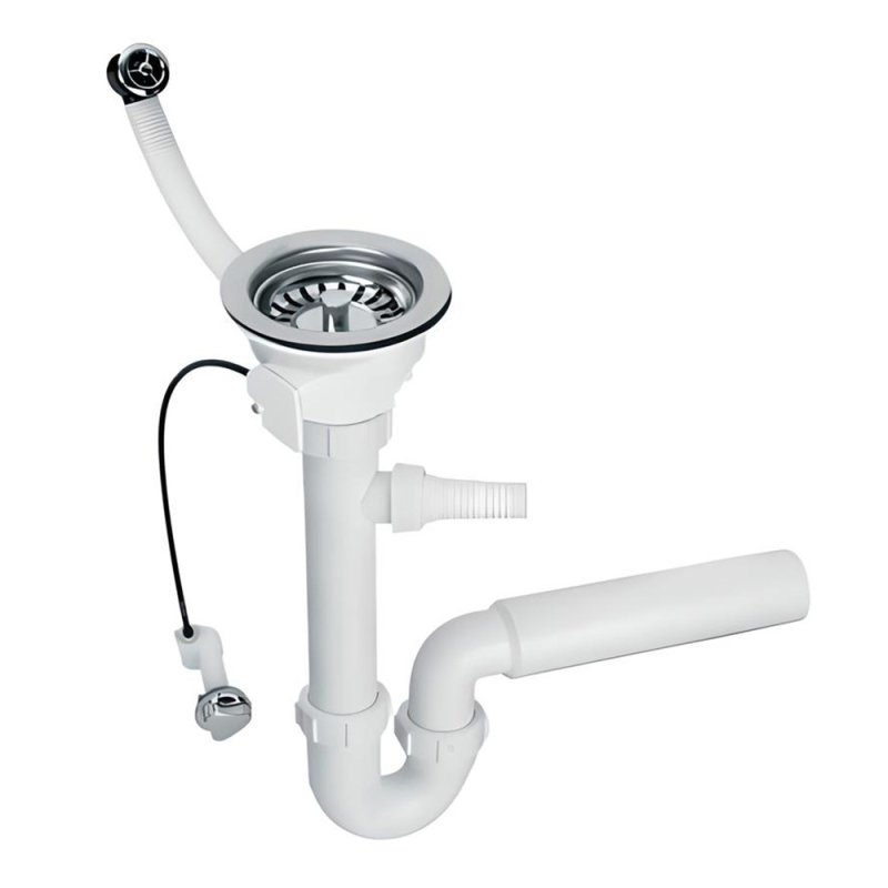 Syfon zlew.rurowy 3,5x50mm z podłą.do pralki lub zmywarki, spust z mech.automatycznym ,przelew MCALPINE HC7+PUFS113-CP-25