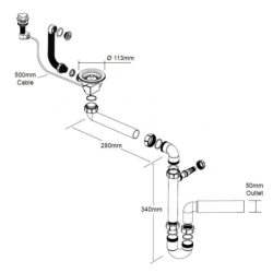 Syfon zlew.jednokom,przelew okrągły,spust 3,5 MCALPINE HC7SSK1-POL2-25