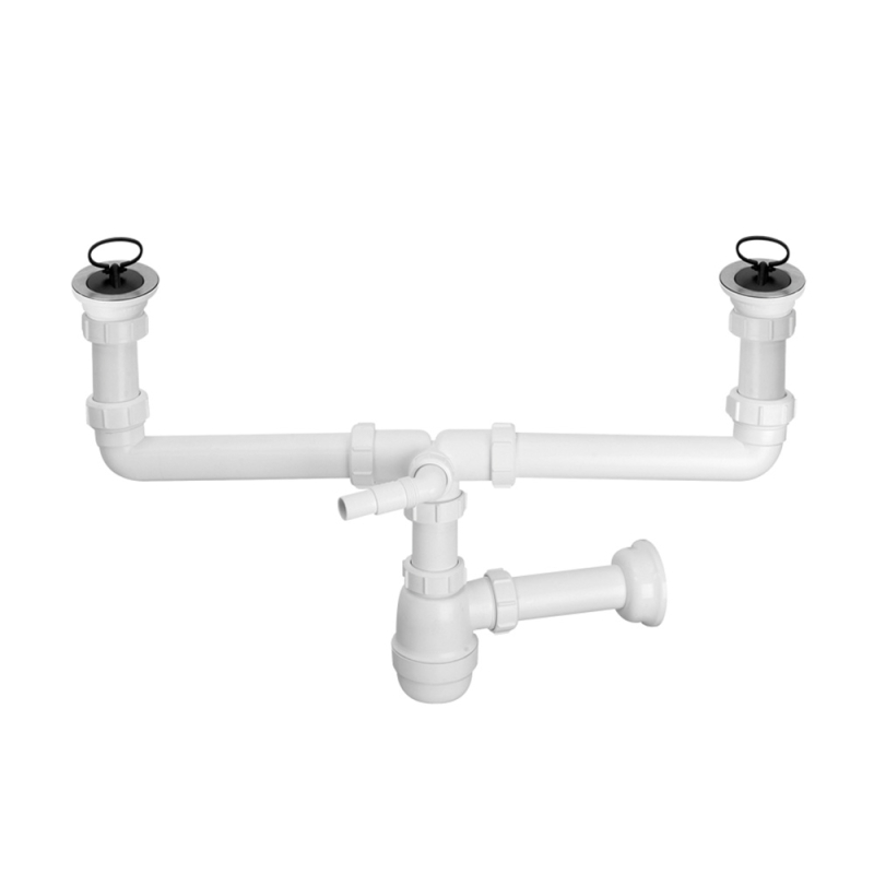 Syfon zlewozmywakowy butelkowy podwójny 11/2x40mm z podłączeniem pralki lub zmywarki MCALPINE CDBAWW-P