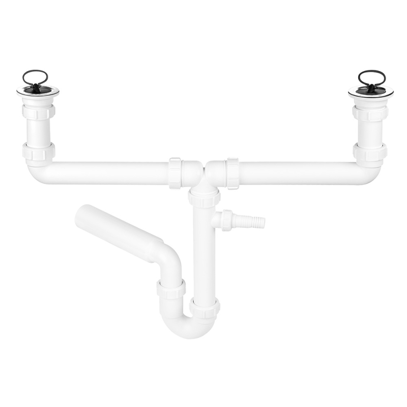 Syfon zlewozmywakowy rurowy podwójny 11/2x50mm z podłączeniem pralki lub zmywarki MCALPINE CDBAW-P-50