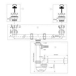 Syfon zlewozmywakowy rurowy podwójny 11/2x50mm z podłączeniem pralki lub zmywarki MCALPINE CDBAW-P-50