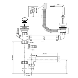 Syfon zlewozmywakowy rurowy podwójny 11/2x50mm z podłączeniem pralki i zmywarki, przelew MCALPINE HC7+DO2-U