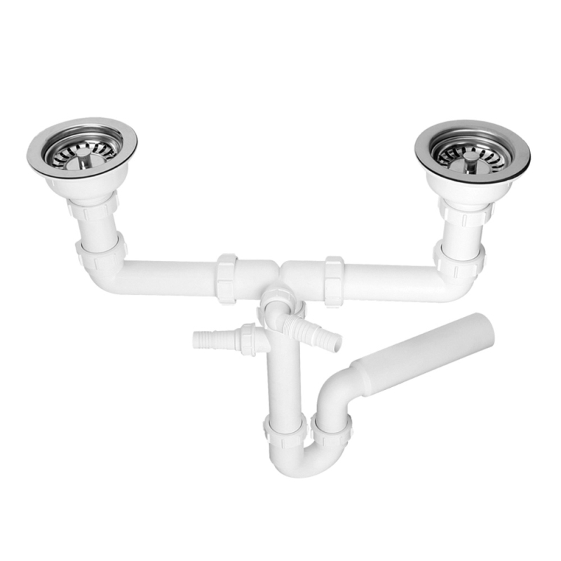 Syfon zlewozmywakowy rurowy podwójny 3,5x50mm z podłączeniem pralki lub zmywarki MCALPINE HC7HC12-POL