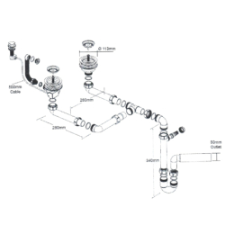 Syfon zlew.dwukom. i spust 2x3,5 MCALPINE HC7SSK2-POL