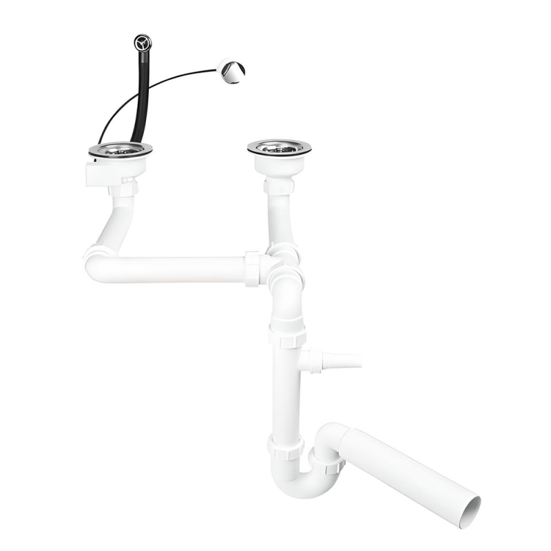 Syfon zlew.dwukom. i spust 2x3,5 MCALPINE HC7SSK2-POL2-25