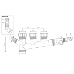 Podłączenie wielofunkcyjne zlewozmywakowe z podwójnym podłączeniem pralki MCALPINE HCT-3-WM