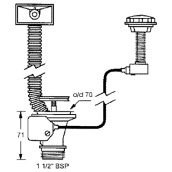 Spust zlewozmywakowy 11/2x70mm z mechanizmem automatycznym, przelew prostokątny MCALPINE PUFS70R-CP