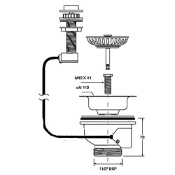 Spust zlewozmywakowy 11/2x113mm z mechanizmem automatycznym MCALPINE PUS113-CP