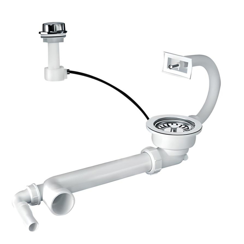 Spust zlewozmywakowy 11/2x113mm z mechanizmem automatycznym, przelew horyzontalny MCALPINE PUFS113-90-CP-PF