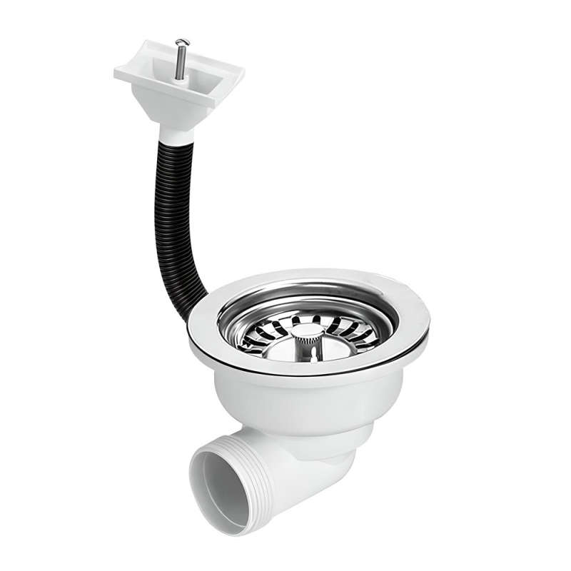 Spust zlewozmywakowy odejście poziome 11/2x113mm z sitkiem wyciąganym ze stali nierdzewnej MCALPINE HC162DR-SS-B