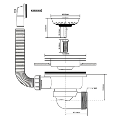 Spust zlewozmywakowy odejście poziome 11/2x113mm z sitkiem wyciąganym ze stali nierdzewnej MCALPINE HC162DR-SS-B