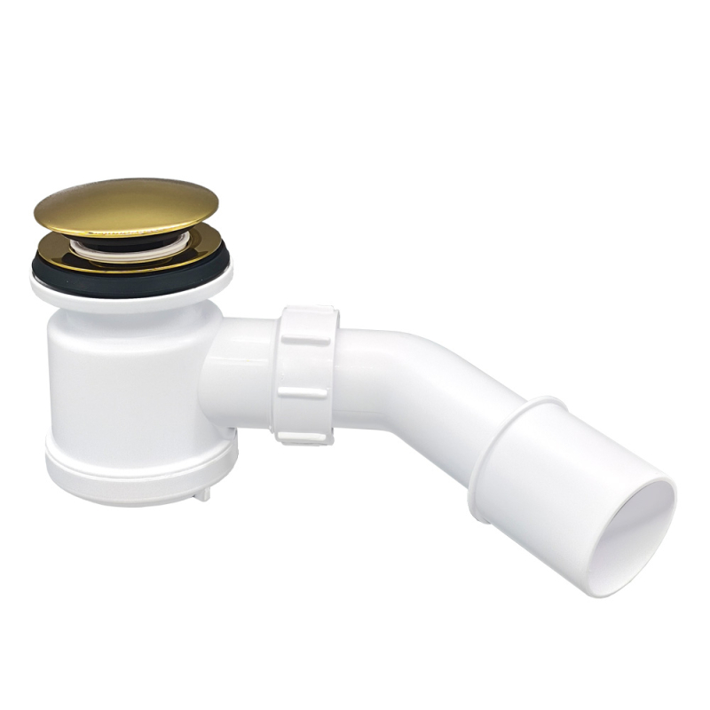 Syfon brodzikowy klik-klak z odejściem 40/50mm czyszczony od góry ,pokrywa mosiądz złoty 70mm MCALPINE HC26CLCP-GOLD-PVD