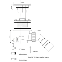 Syfon brodzikowy wys.80mm z odejściem 40/50mm czyszczony od góry ,pokrywa abs chrom 113mm z drenażem MCALPINE HC27-ST-CP-PB