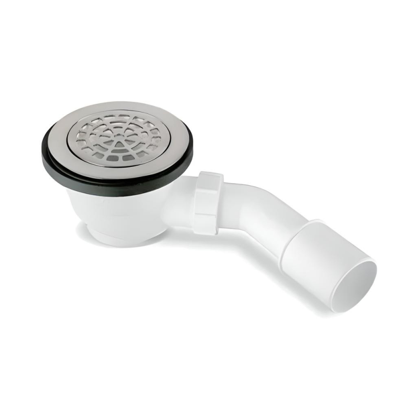 Syfon brodzikowy wys.80mm z odejściem 40/50mm czyszczony od góry ,pokrywa mosiądz stal szczotkowana 113mm MCALPINE HC27-SNBR