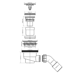 Syfon brodzikowy klik-klak z odejściem 40/50mm czyszczony od góry ,pokrywa mosiądz chrom 113mm MCALPINE HC27CLCP