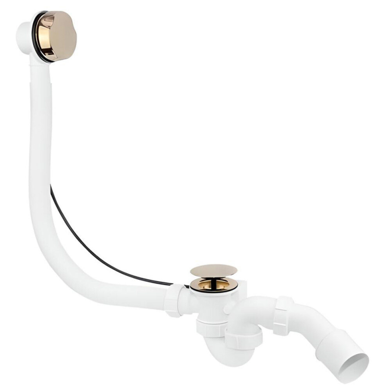 Zestaw odpływ-przelew.wannowy z odejściem 40/50mm,z mech.autom.1000mm pokrętło mosiądz złoty MCALPINE HC31-GOLD-PVD-1M