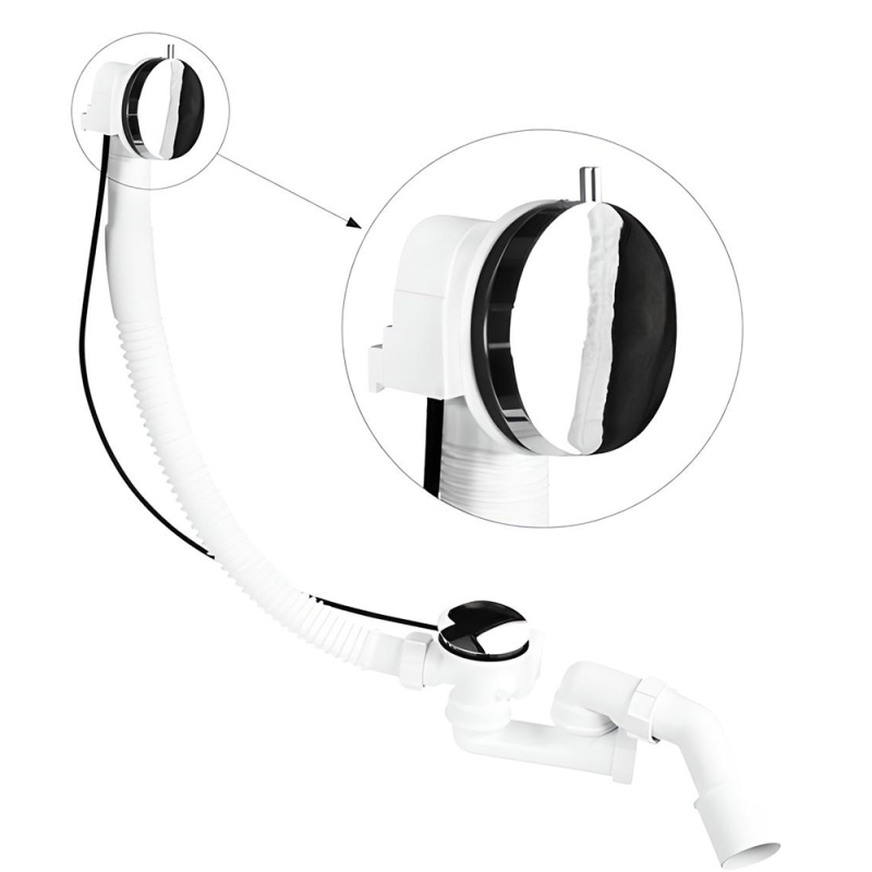 Zestaw odpływ-przelew.wannowy z odejściem 40/50mm,z mechanizmem autom. pokrętło mosiądz chrom MCALPINE MP31SSF-CBR