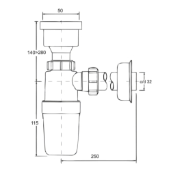 Syfon pisuarowy prosty 2x32mm z uszczelką wargową MCALPINE HC2P