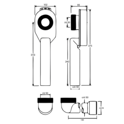 Syfon pisuarowy podtynkowy pionowy 2x50mm MCALPINE HC-US50