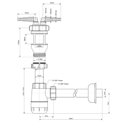 Syfon do zrzutu popłuczyn komplet MCALPINE HC2-FUNNEL