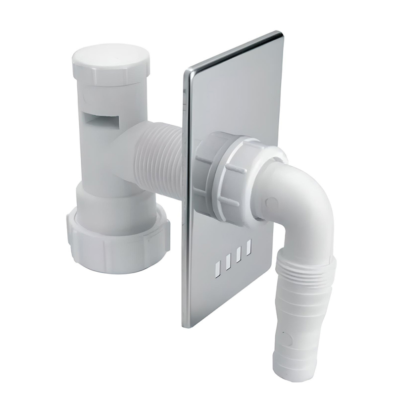 Przyłącze do pralki lub zmywarki podtynkowe z napowietrznikiem z odejściem 32mm ,maskownica chrom MCALPINE HC14WM32