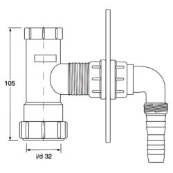 Przyłącze do pralki lub zmywarki podtynkowe z napowietrznikiem z odejściem 32mm ,maskownica chrom MCALPINE HC14WM32