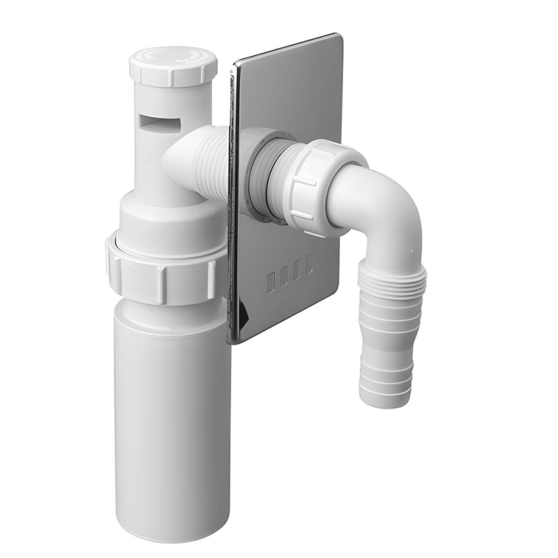 Przyłącze do pralki lub zmywarki podtynkowe z napowietrznikiem z odejściem 50mm ,maskownica chrom MCALPINE HC14WM50