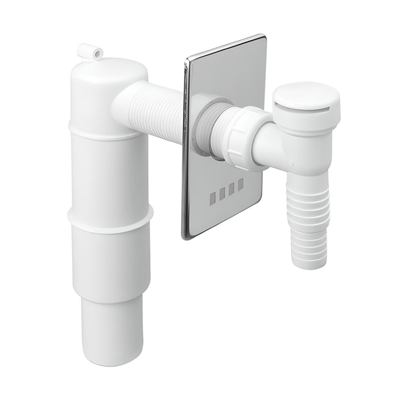 Przyłącze pralki / zmywarki podtynk.z zaworkiem kulowym i z zasyfonowaniem z odejściem 50mm ,maskownica chrom MCALPINE HCWM50V