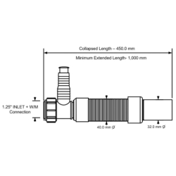 Złączka montażowa harmonijkowa l-1000mm 11/4x32mm z podłączeniem pralki lub zmywarki MCALPINE MRMF1W